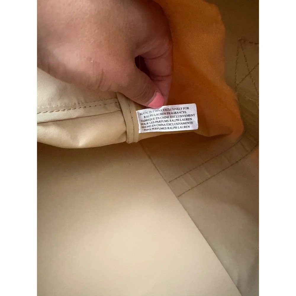 Polo Ralph Lauren Vintage Canvas Duffle Bag Tan Brown Leather Trim Weekender